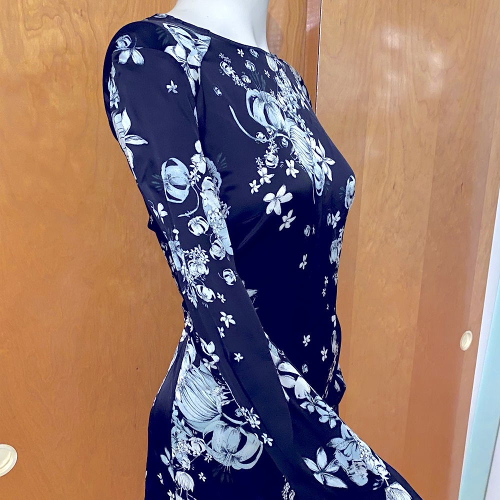 H&M Satin Blue Long Sleeve Dress Size M